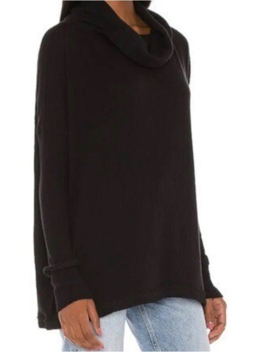 Free People Black Cowl Neck Sweater